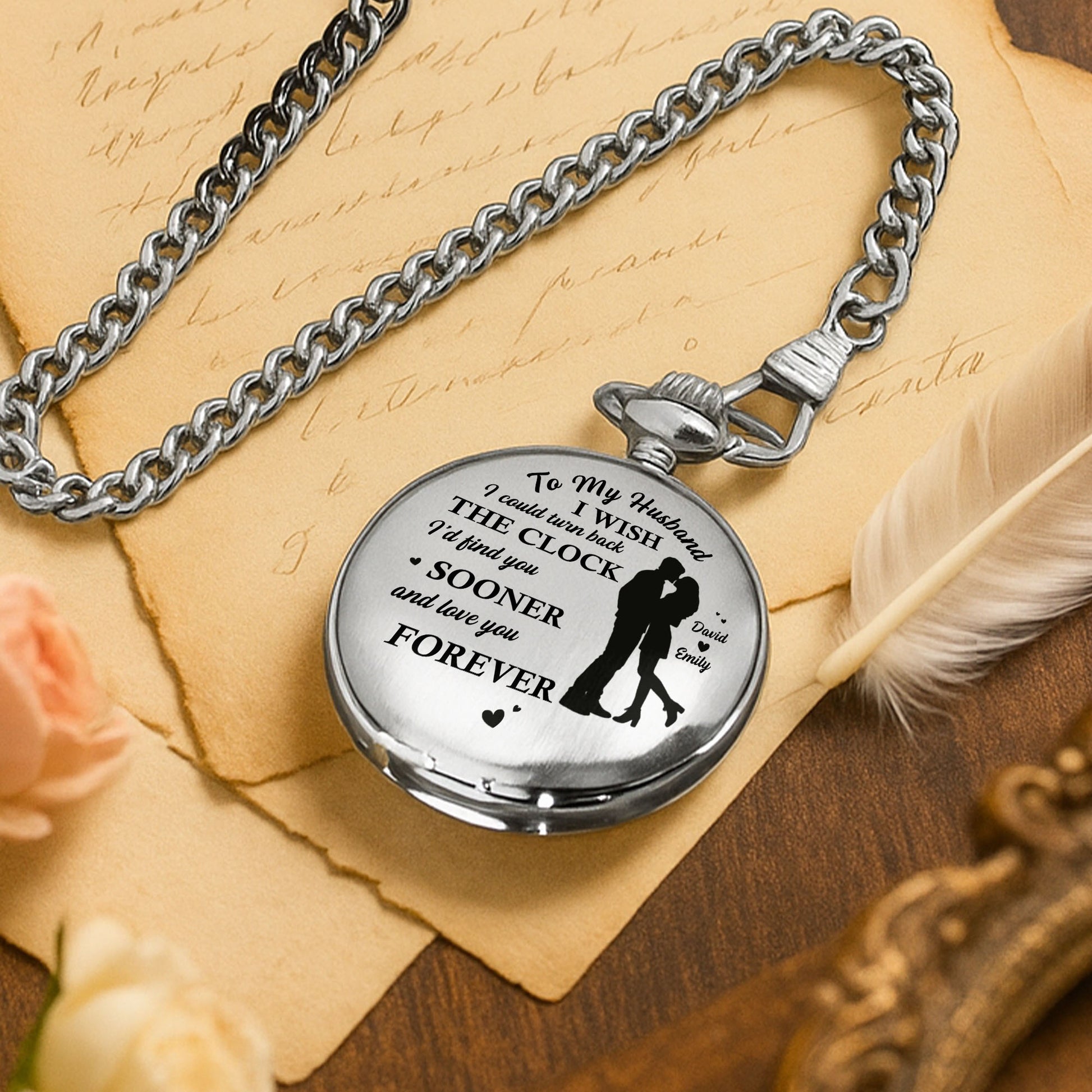 To My Husband, Couple Silhouette And Hearts