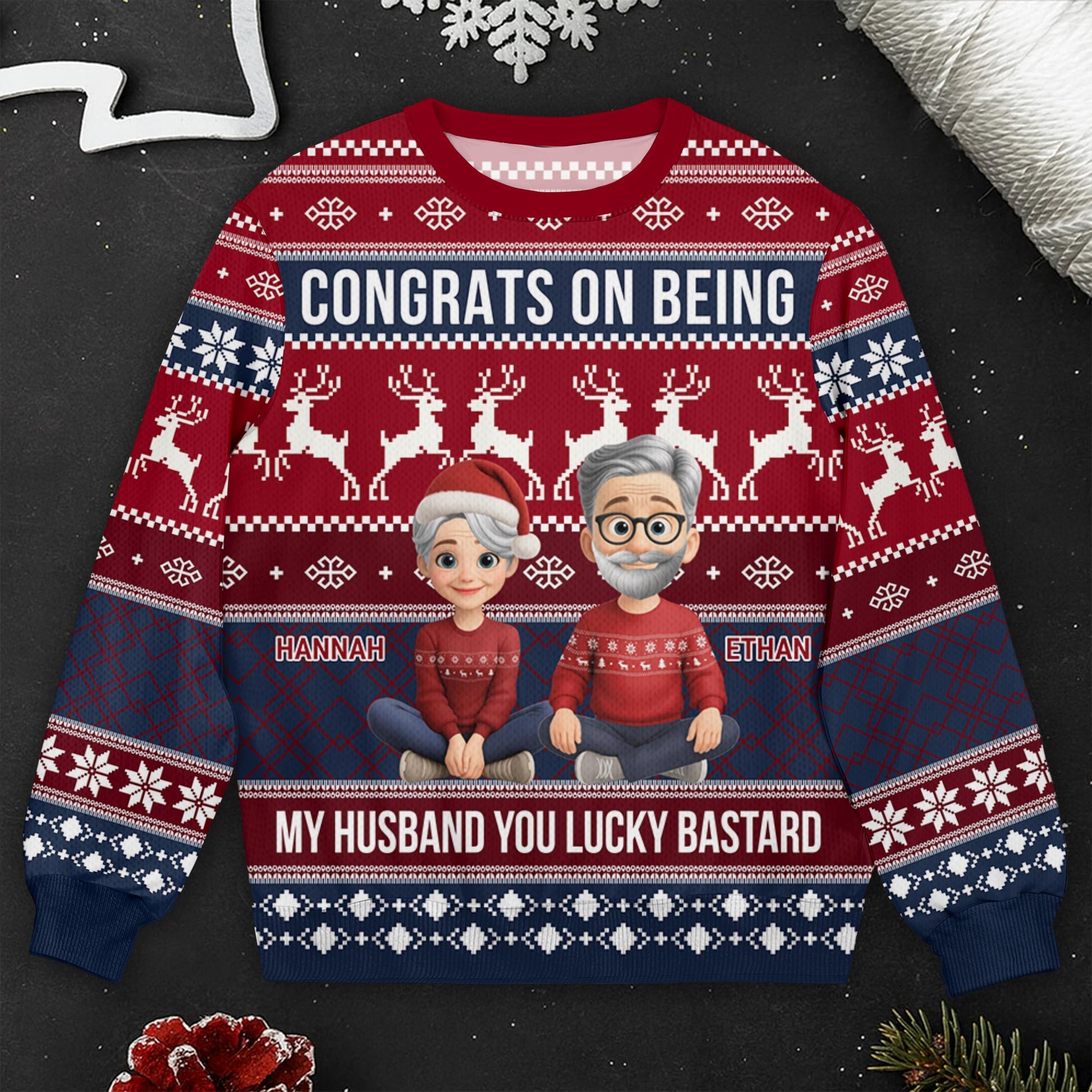 Congrats On Being My Husband, Snowflakes And Reindeer