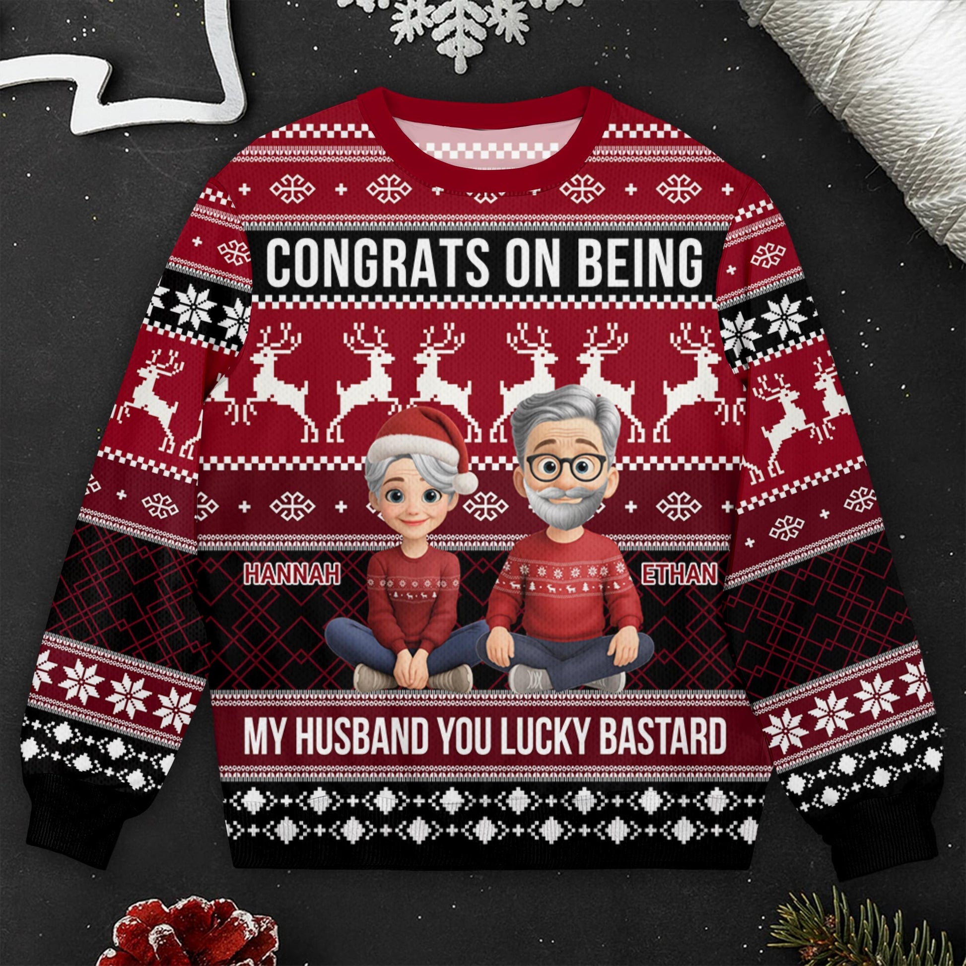 Congrats On Being My Husband, Snowflakes And Reindeer