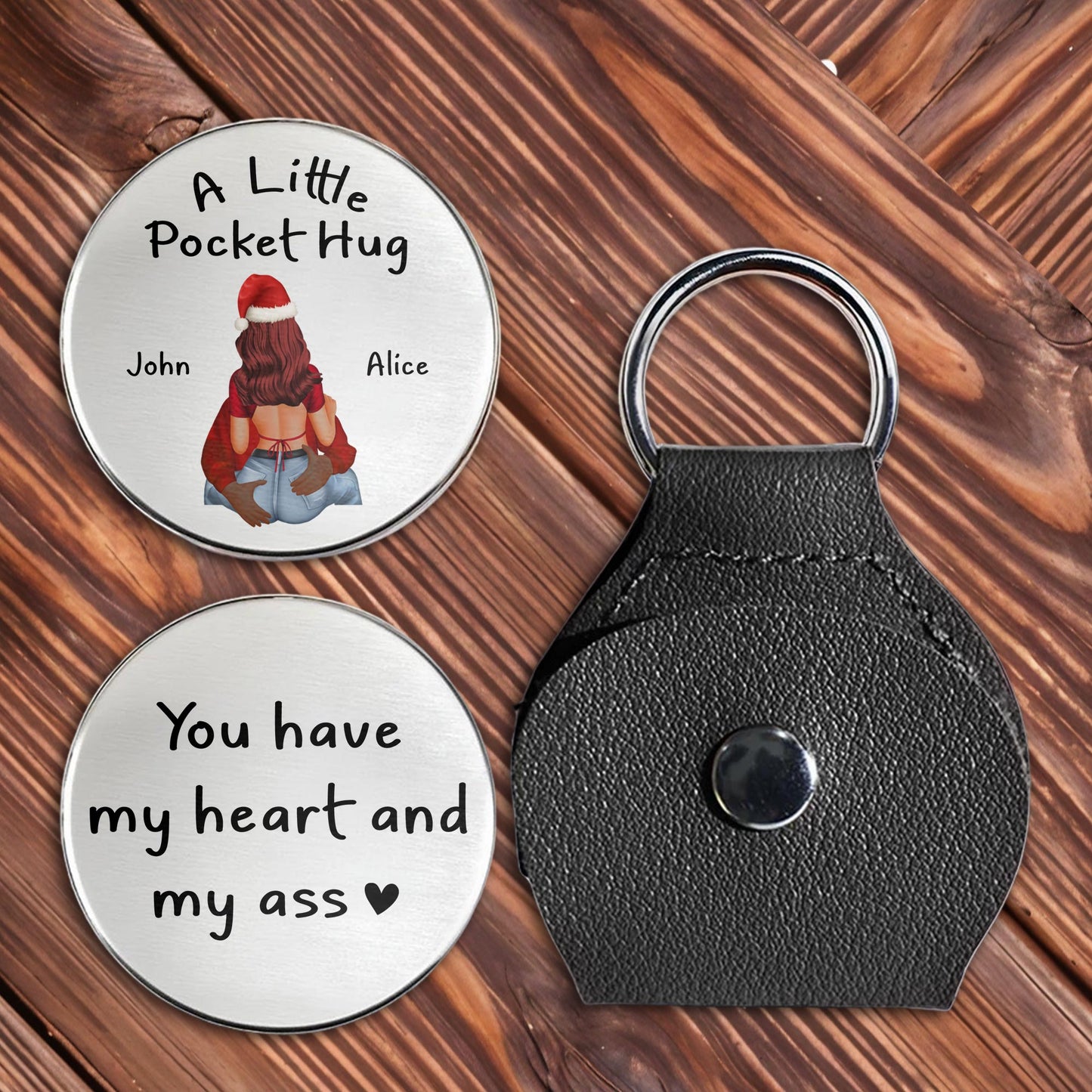 A Little Pocket Hug With Heart and Santa Hat