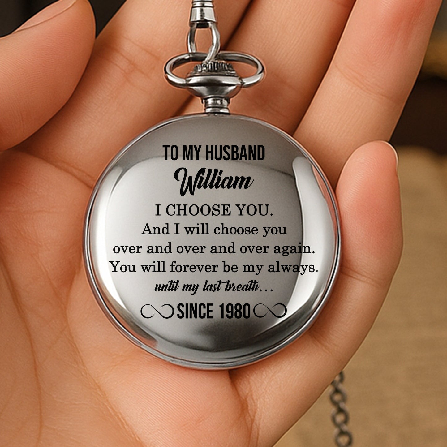 To My Husband, I Choose You, Elegant Pocket Watch