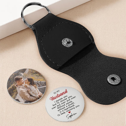 To My Husband, I Choose You Heart Keychain