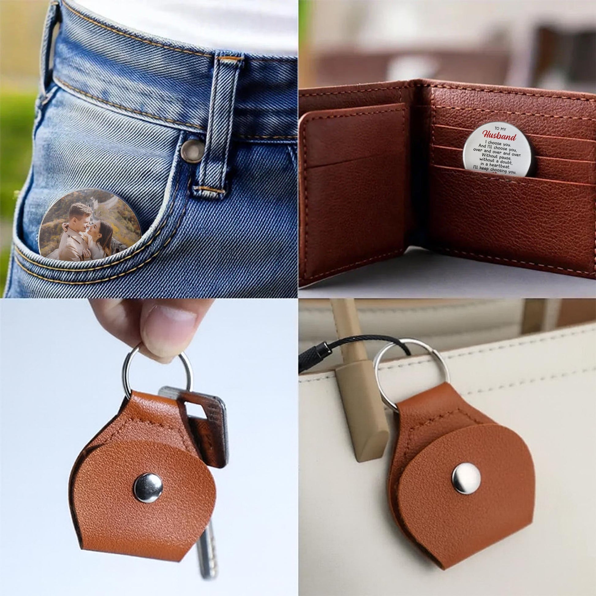 To My Husband, I Choose You Heart Keychain