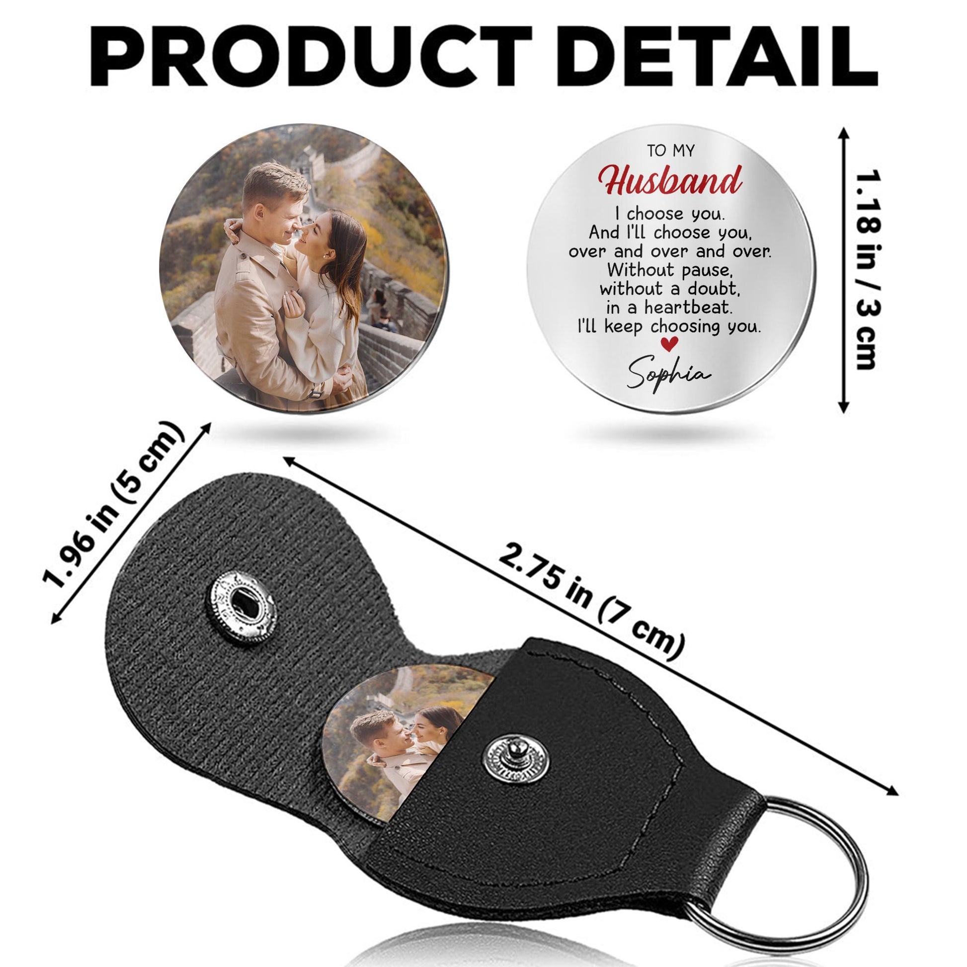 To My Husband, I Choose You Heart Keychain