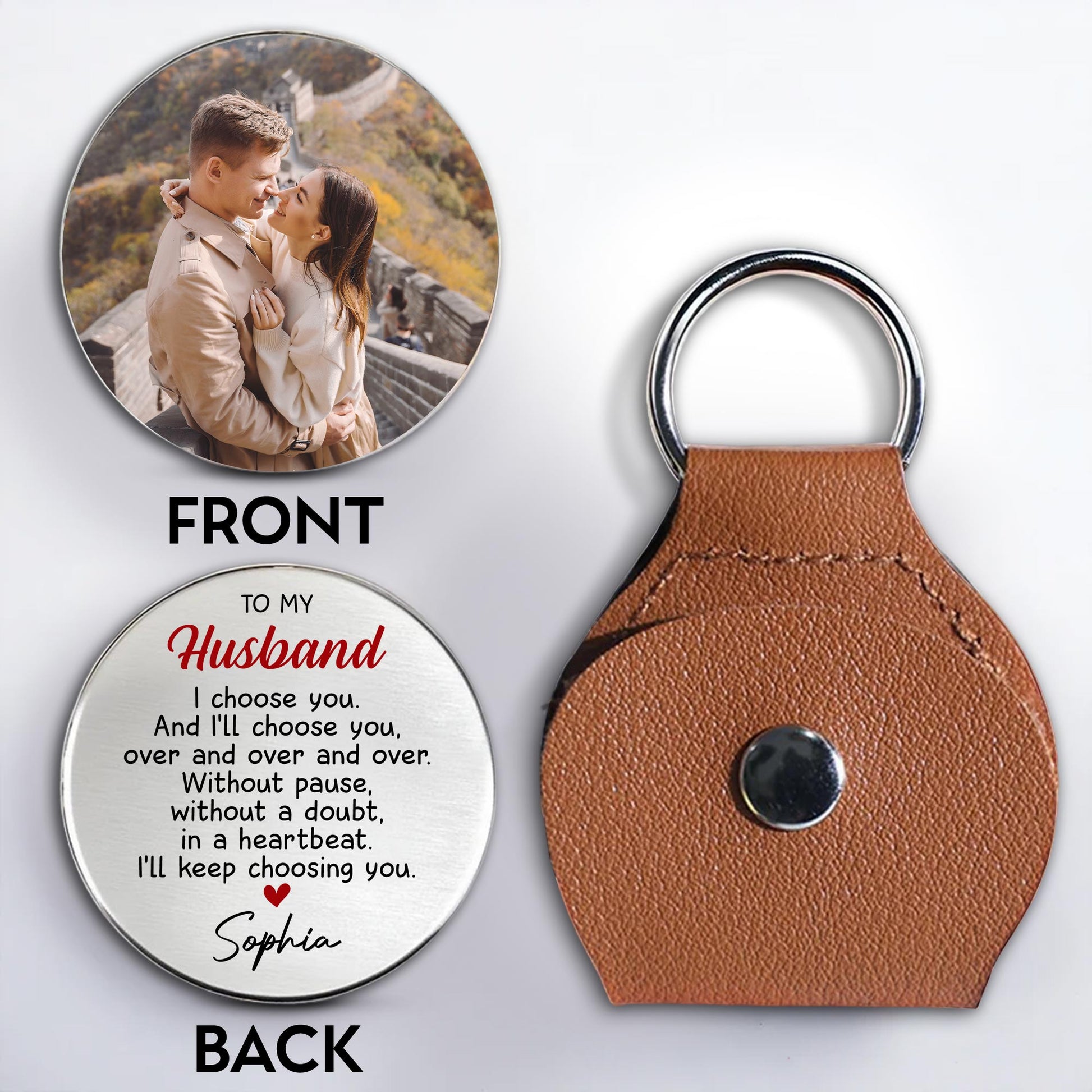 To My Husband, I Choose You Heart Keychain