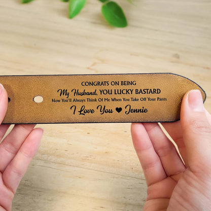 Our Home Ain't No Castle, You Are My Queen Forever, Hearts - Personalized Engraved Leather Belt - HSB071_EBE