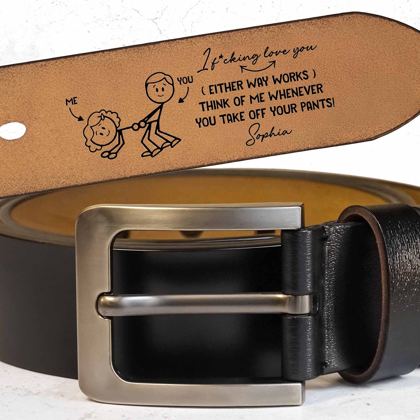 I F*cking Love You, Think Of Me, Cartoon Couple And Dog