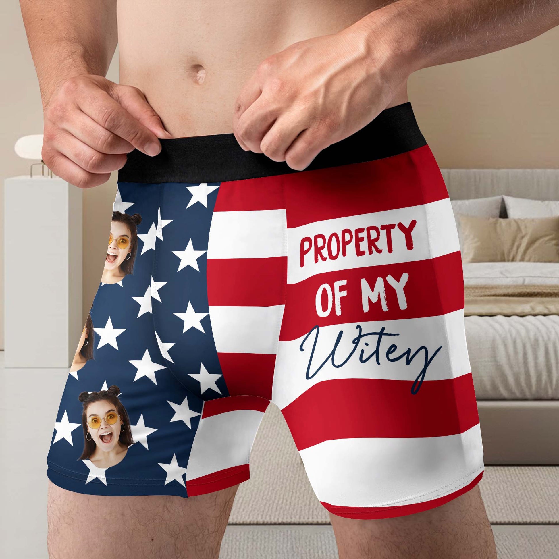 Property Of My Wifey American Flag With Custom Face