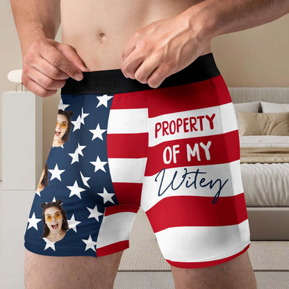 Property Of My Wifey American Flag With Custom Face