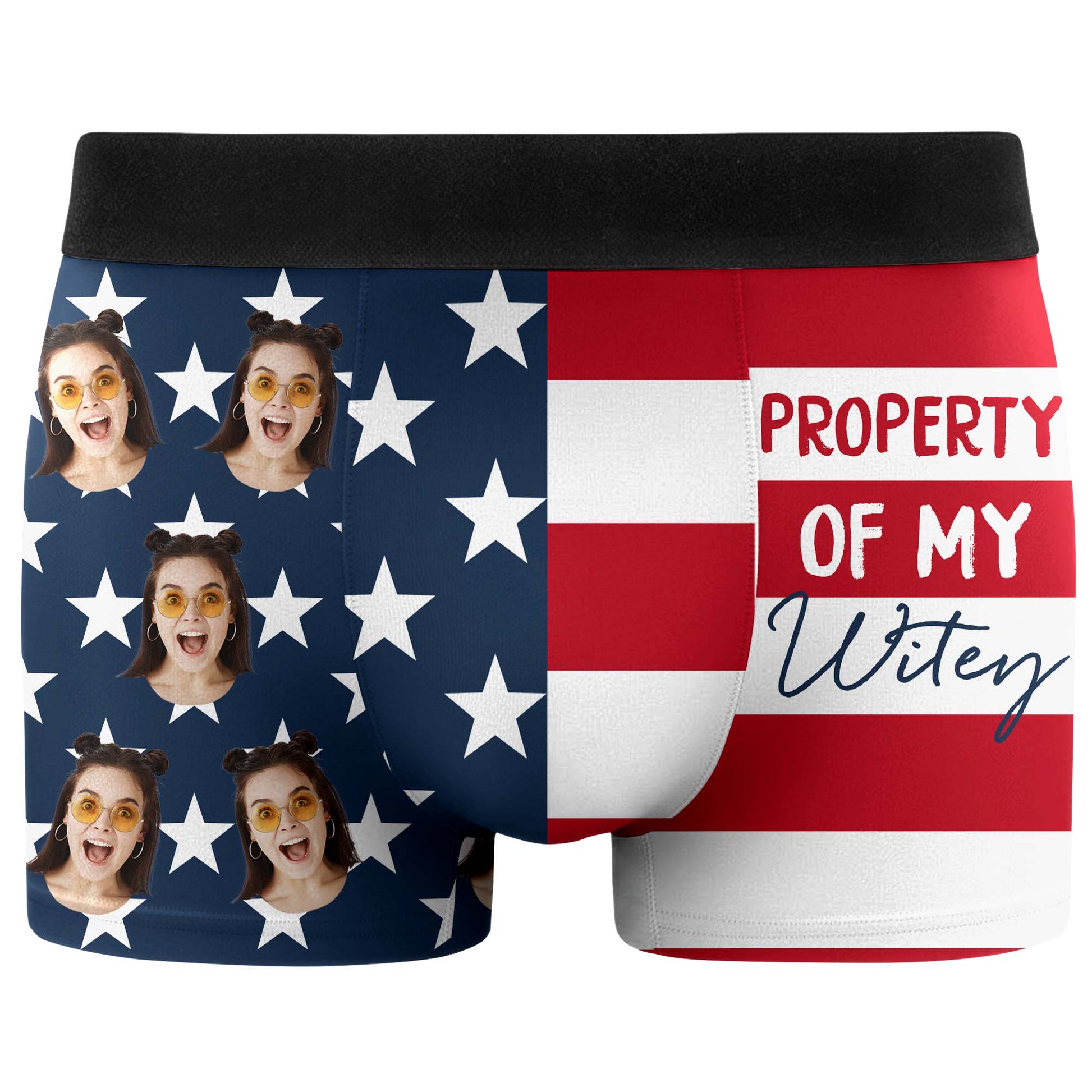 Property Of My Wifey American Flag With Custom Face
