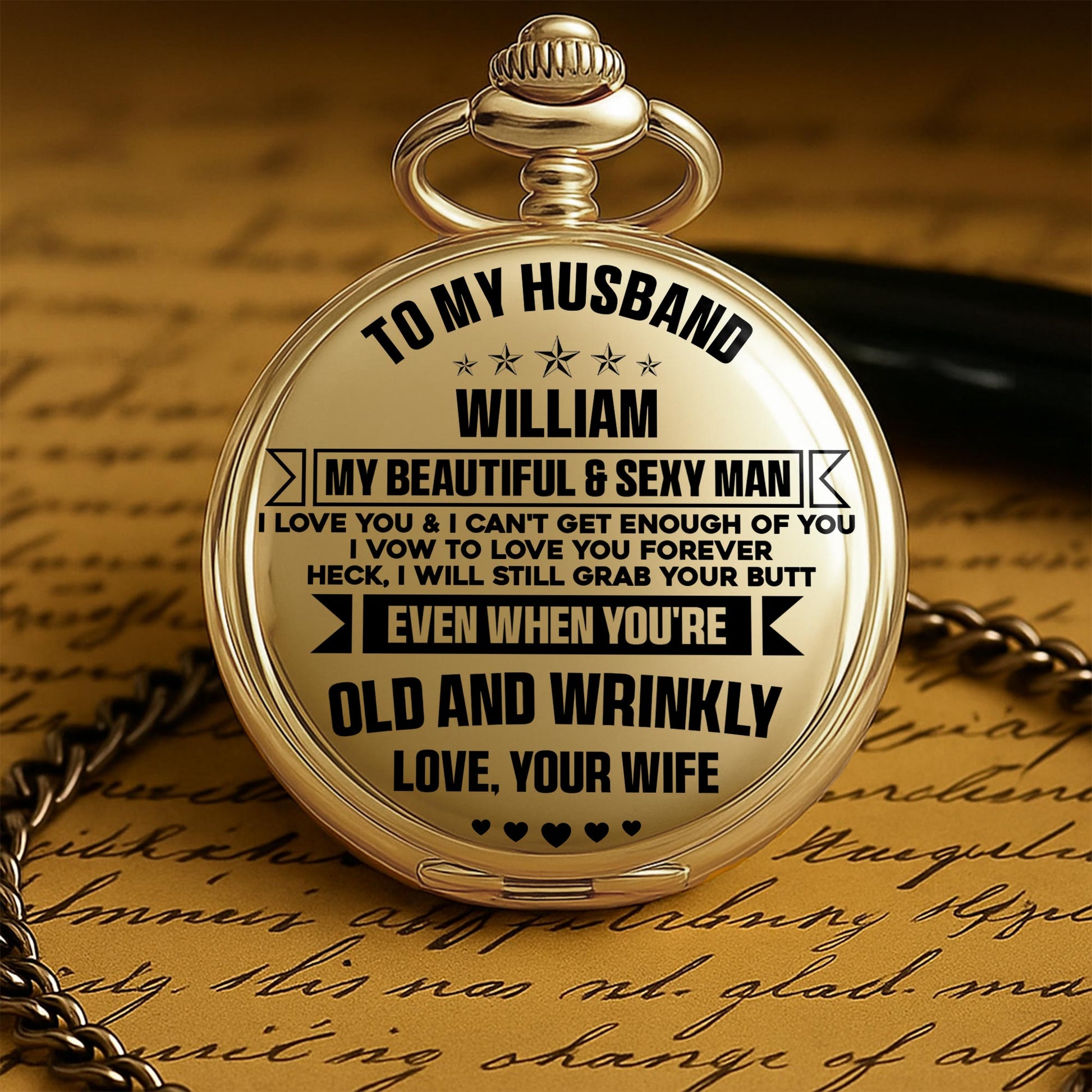 To My Husband, My Beautiful & Sexy Man Pocket Watch