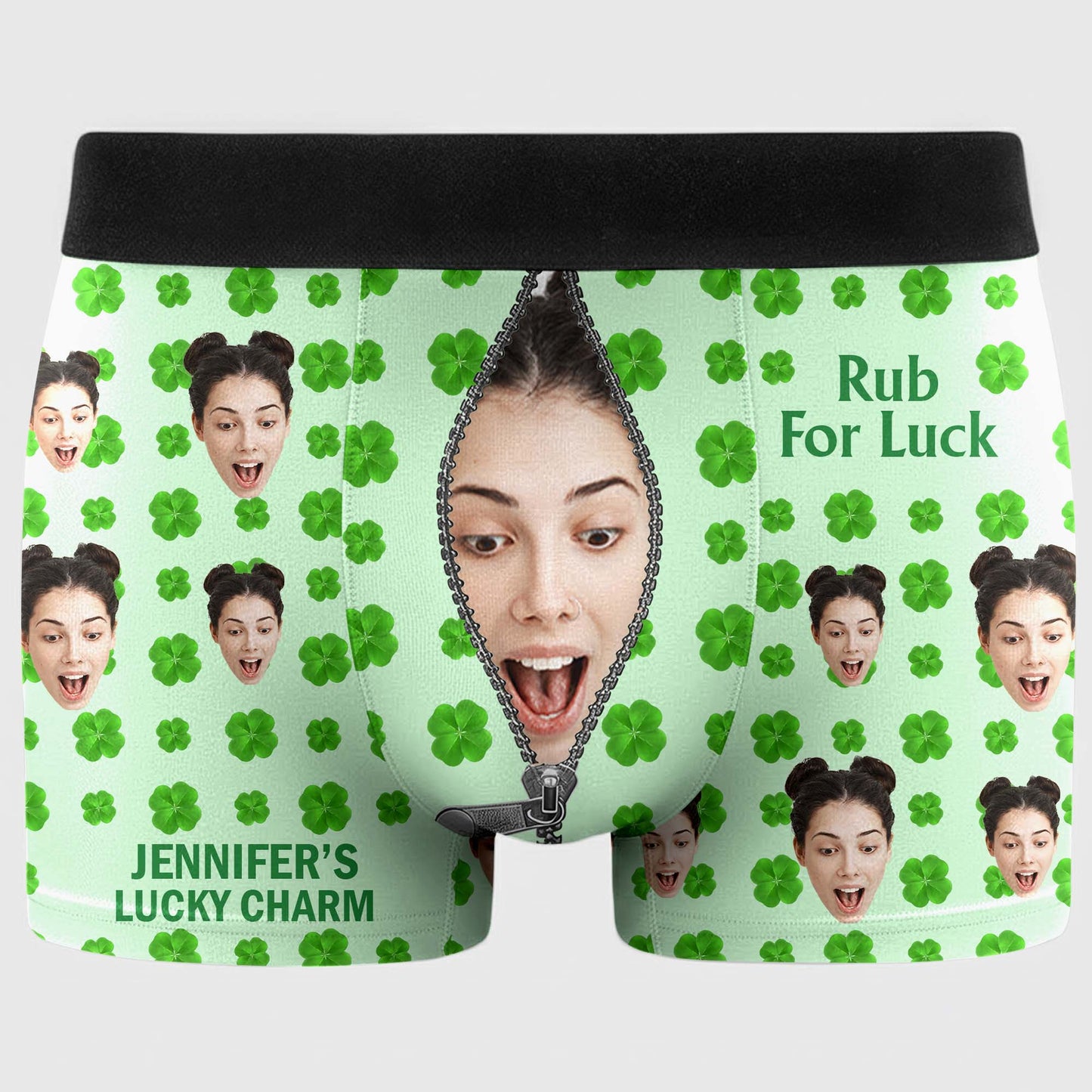 Rub For Luck Lucky Charm Clover And Zipper Face Photo