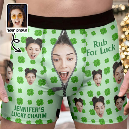 Rub For Luck Lucky Charm Clover And Zipper Face Photo