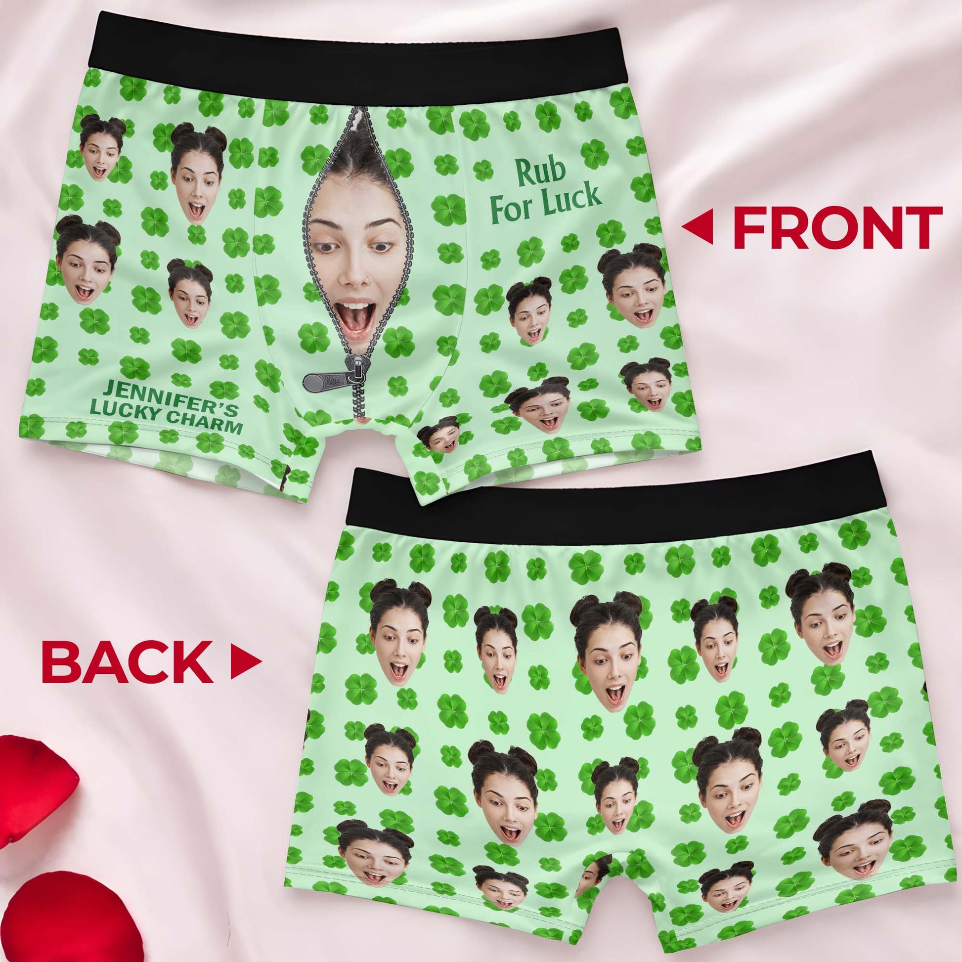 Rub For Luck Lucky Charm Clover And Zipper Face Photo