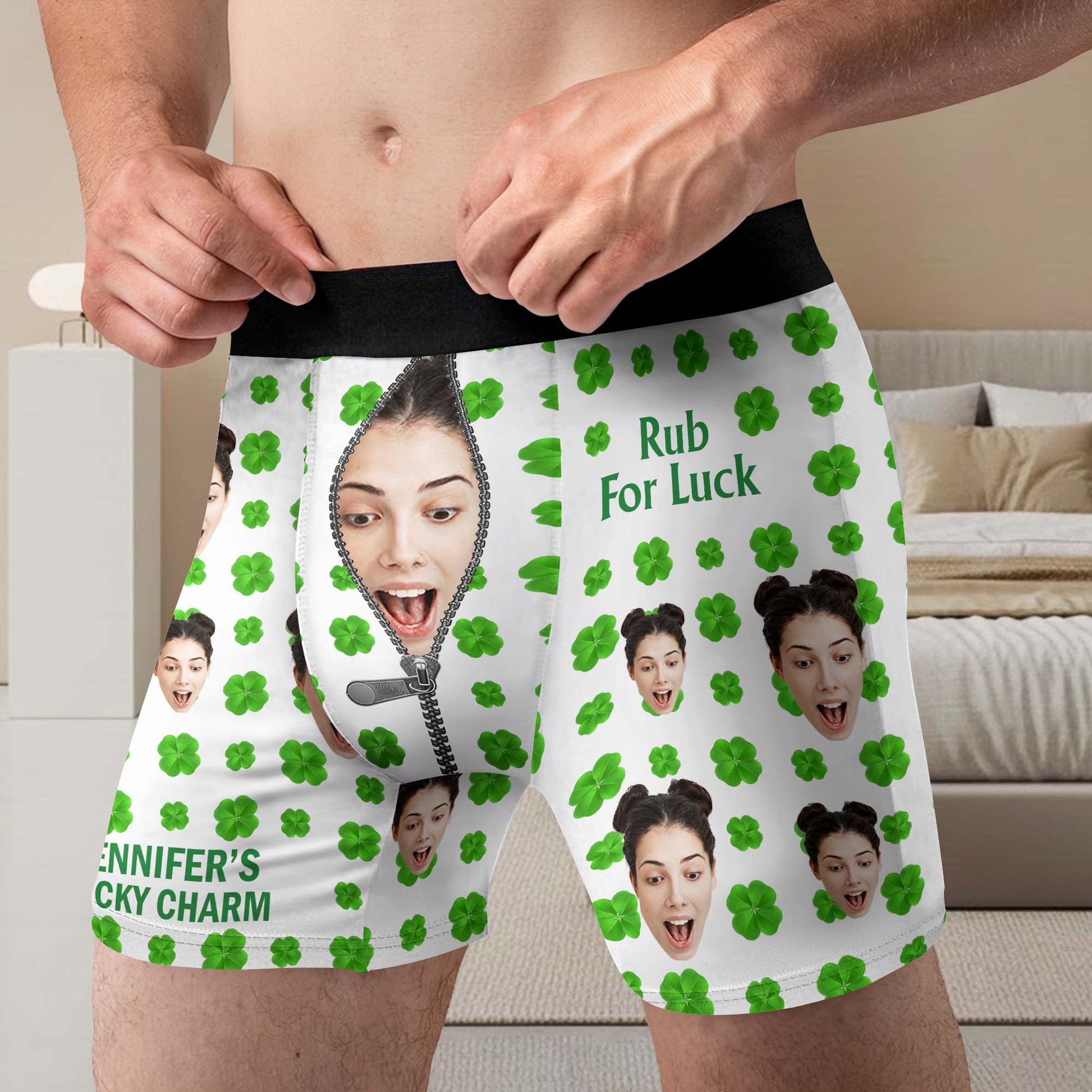 Rub For Luck Lucky Charm Clover And Zipper Face Photo