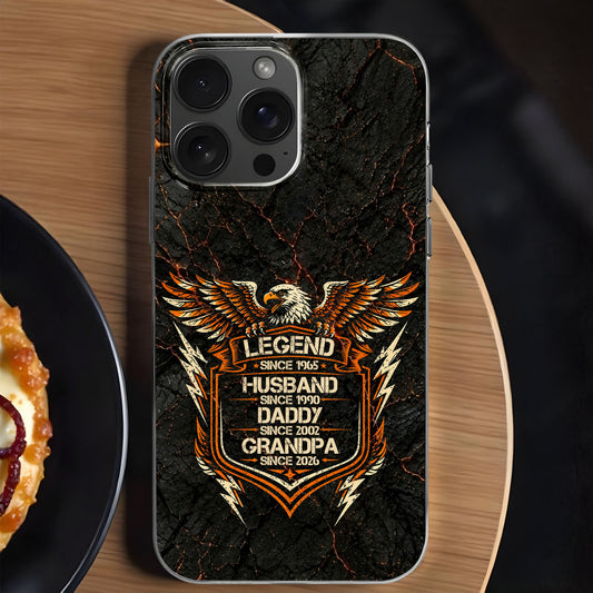 Legend Husband Daddy Grandpa Eagle Shield Design - Personalized Clear Phone Case - HSB091_PHC