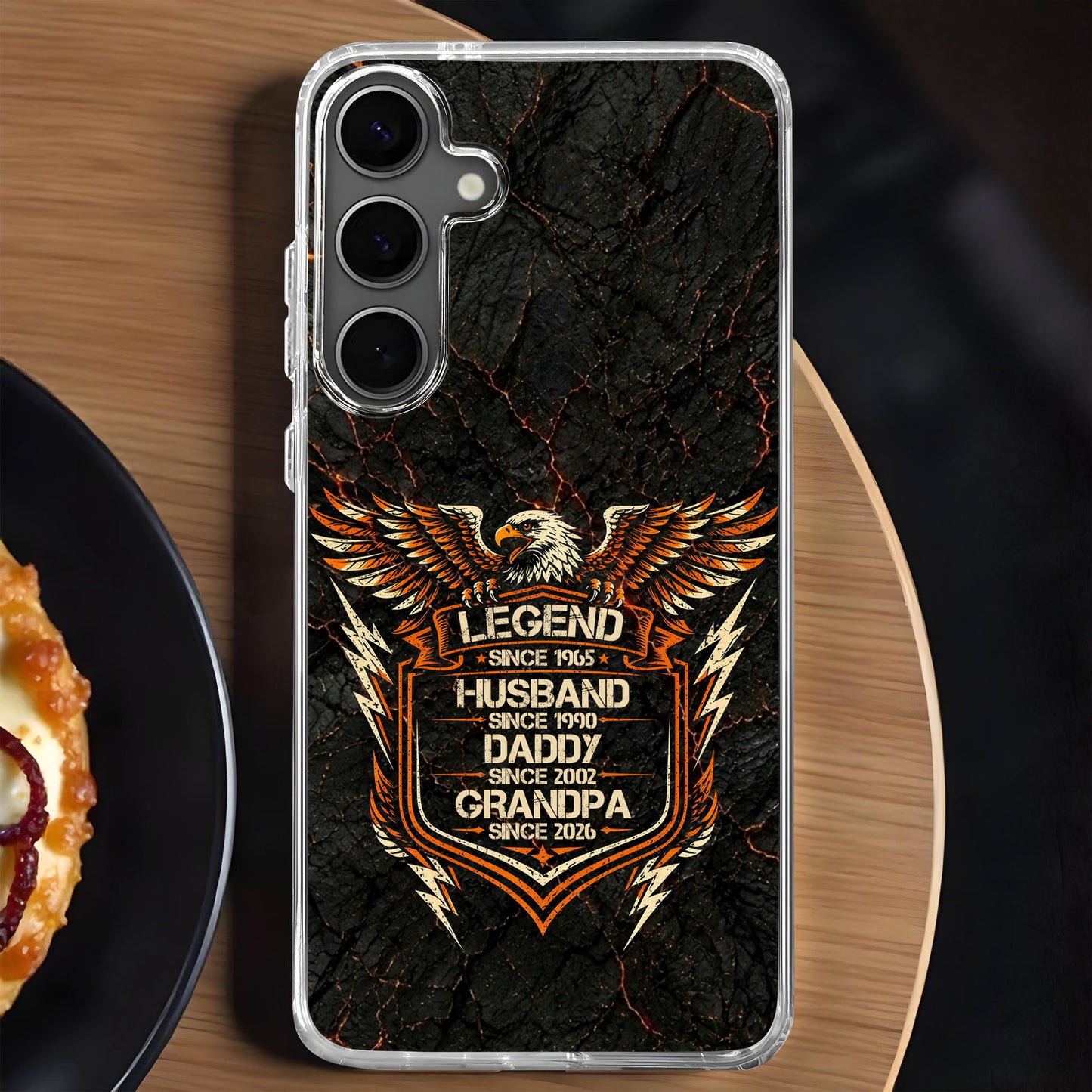 Legend Husband Daddy Grandpa Eagle Shield Design - Personalized Clear Phone Case - HSB091_PHC