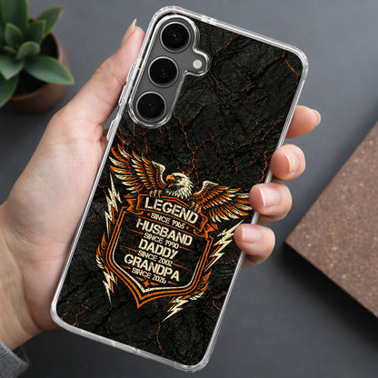 Legend Husband Daddy Grandpa Eagle Shield Design - Personalized Clear Phone Case - HSB091_PHC