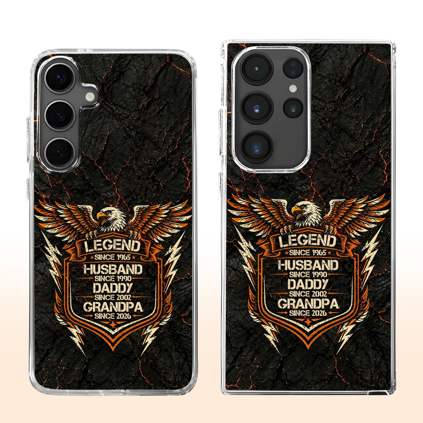 Legend Husband Daddy Grandpa Eagle Shield Design - Personalized Clear Phone Case - HSB091_PHC