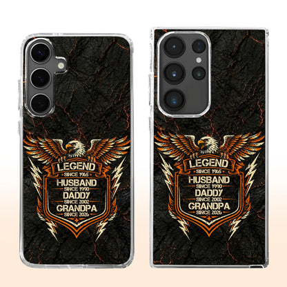 Legend Husband Daddy Grandpa Eagle Shield Design - Personalized Clear Phone Case - HSB091_PHC