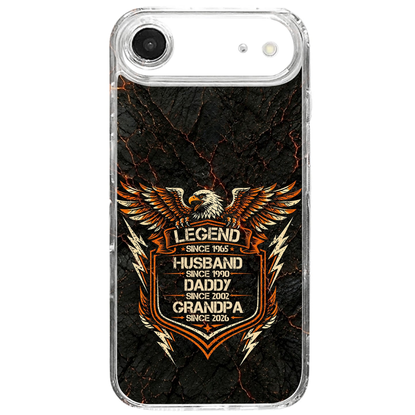 Legend Husband Daddy Grandpa Eagle Shield Design - Personalized Clear Phone Case - HSB091_PHC