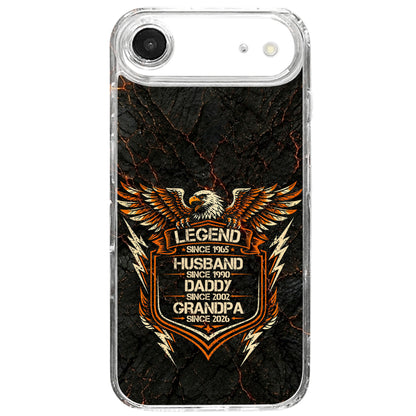 Legend Husband Daddy Grandpa Eagle Shield Design - Personalized Clear Phone Case - HSB091_PHC