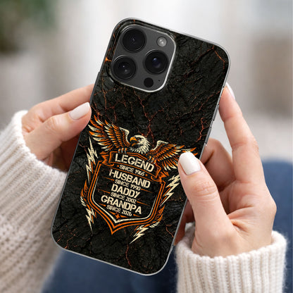 Legend Husband Daddy Grandpa Eagle Shield Design - Personalized Clear Phone Case - HSB091_PHC