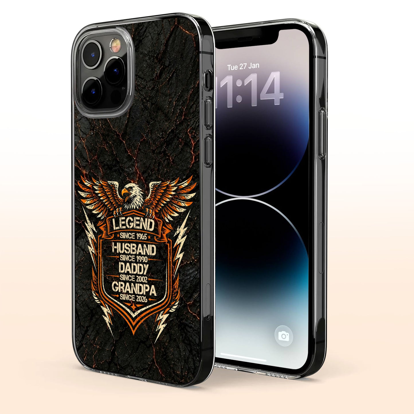 Legend Husband Daddy Grandpa Eagle Shield Design - Personalized Clear Phone Case - HSB091_PHC