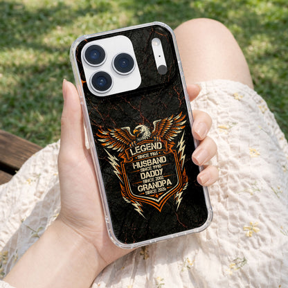 Legend Husband Daddy Grandpa Eagle Shield Design - Personalized Clear Phone Case - HSB091_PHC