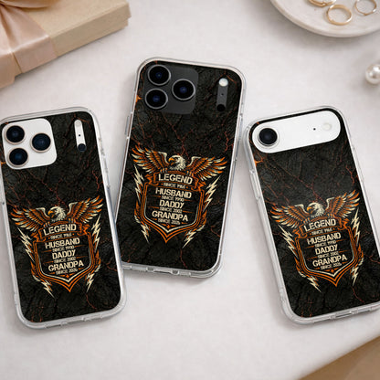 Legend Husband Daddy Grandpa Eagle Shield Design - Personalized Clear Phone Case - HSB091_PHC