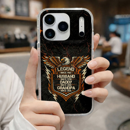 Legend Husband Daddy Grandpa Eagle Shield Design - Personalized Clear Phone Case - HSB091_PHC