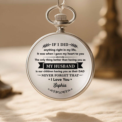If I Did Anything Right My Husband Son Heart Design - Personalized Silver Plated Pocket Watch - HSB131_SWATCH