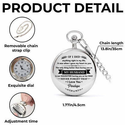 If I Did Anything Right My Husband Son Heart Design - Personalized Silver Plated Pocket Watch - HSB131_SWATCH