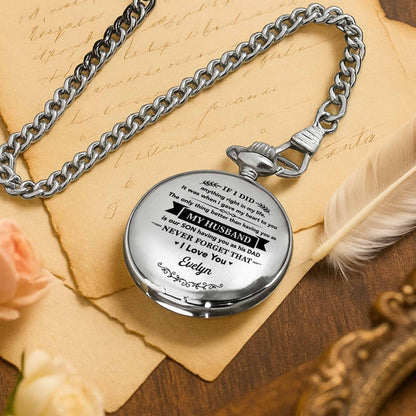 If I Did Anything Right My Husband Son Heart Design - Personalized Silver Plated Pocket Watch - HSB131_SWATCH