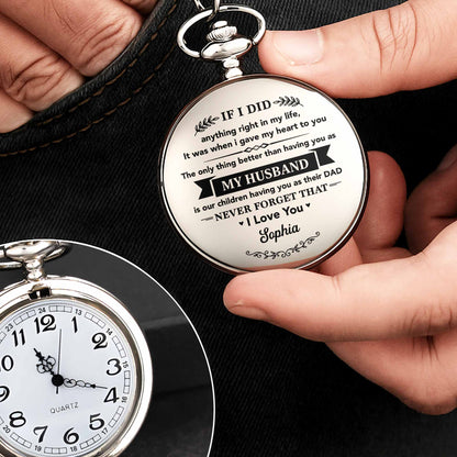 If I Did Anything Right My Husband Son Heart Design - Personalized Silver Plated Pocket Watch - HSB131_SWATCH