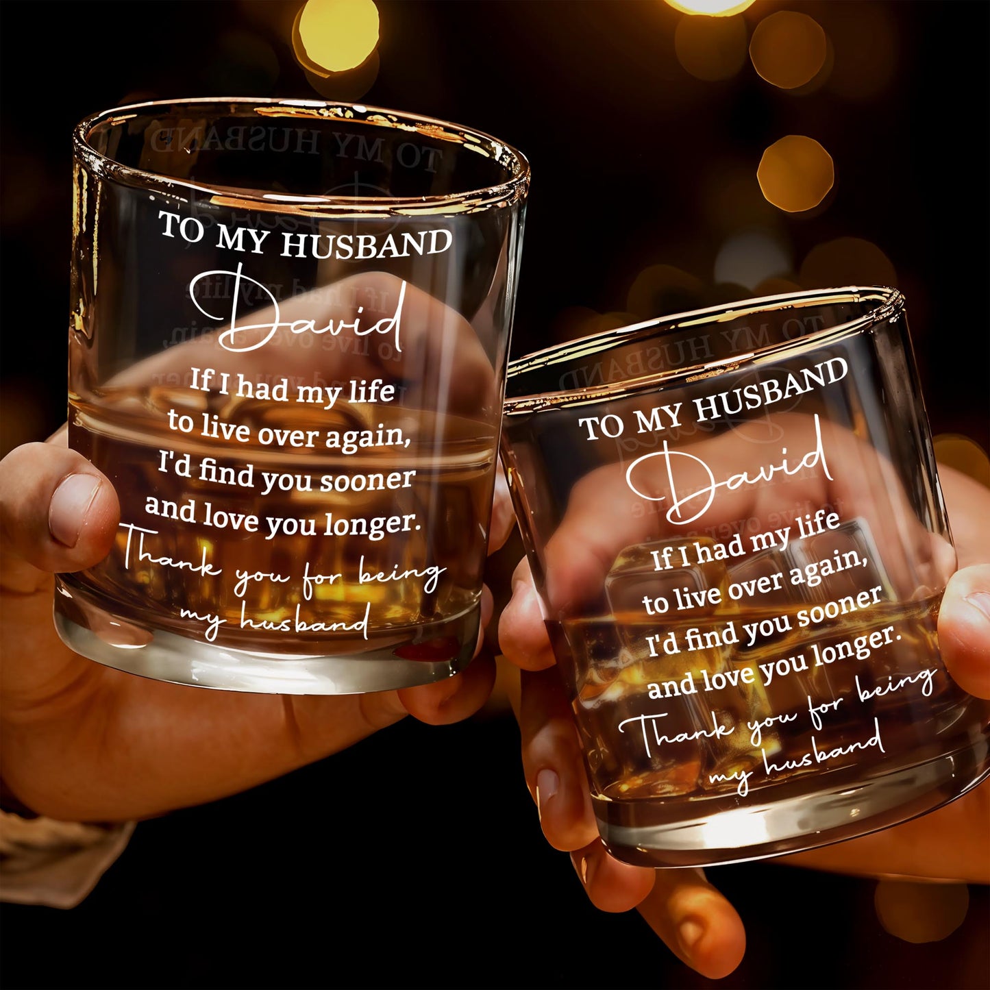 To My Husband If I Had My Life Text Whiskey Glass - Personalized Custom Whiskey Glass - HSB152_RWG