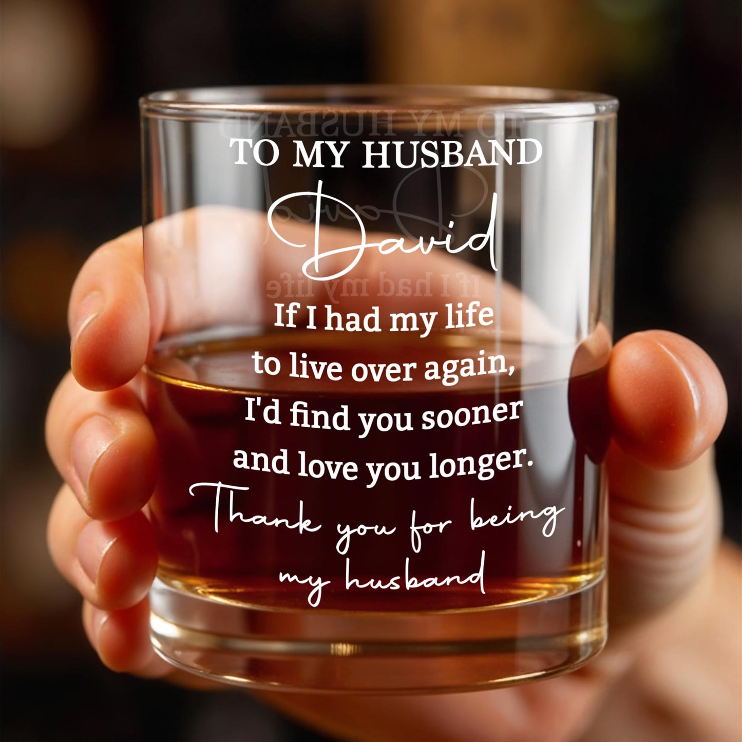 To My Husband If I Had My Life Text Whiskey Glass - Personalized Custom Whiskey Glass - HSB152_RWG