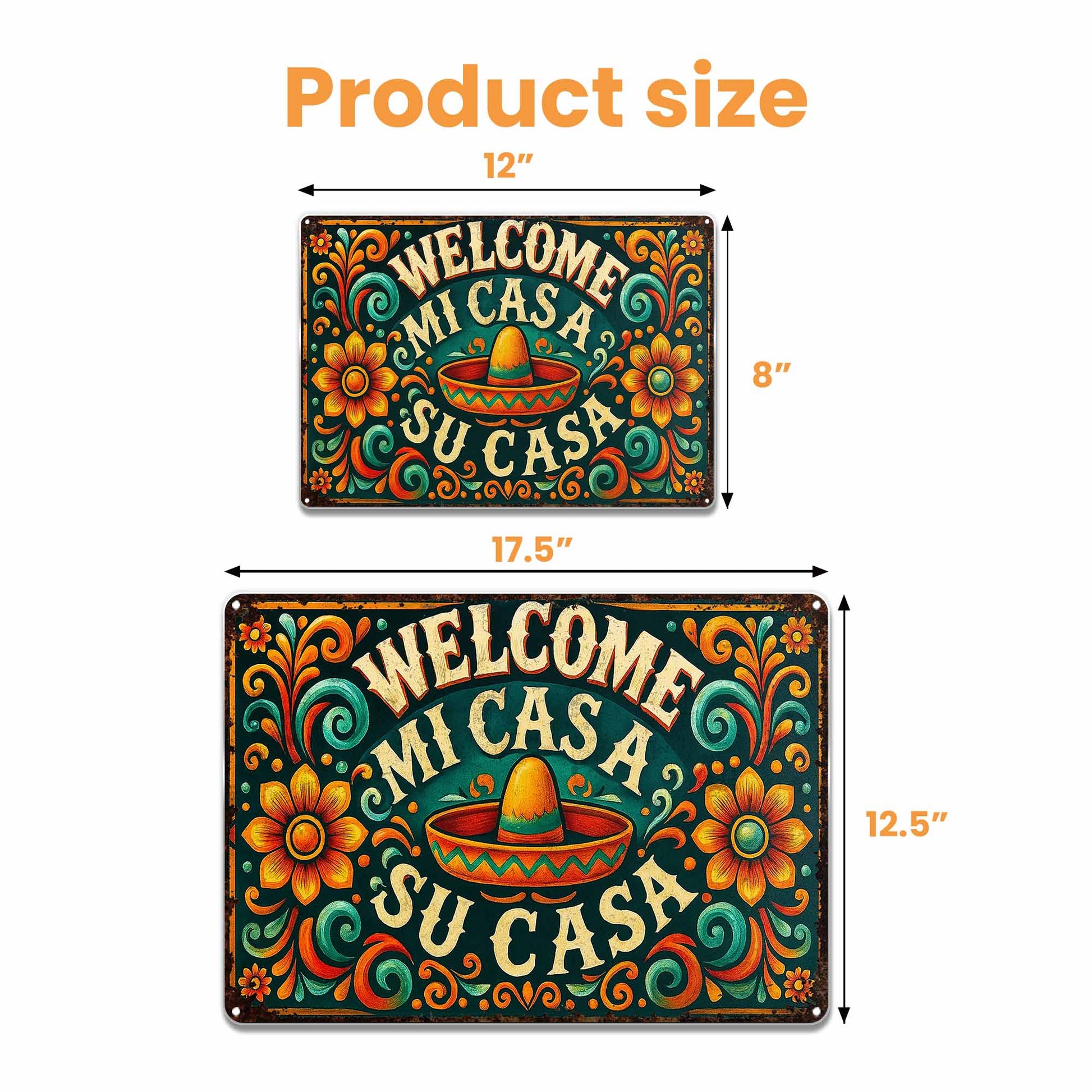 Welcome Mi Casa A Su Casa With Sombrero And Flowers