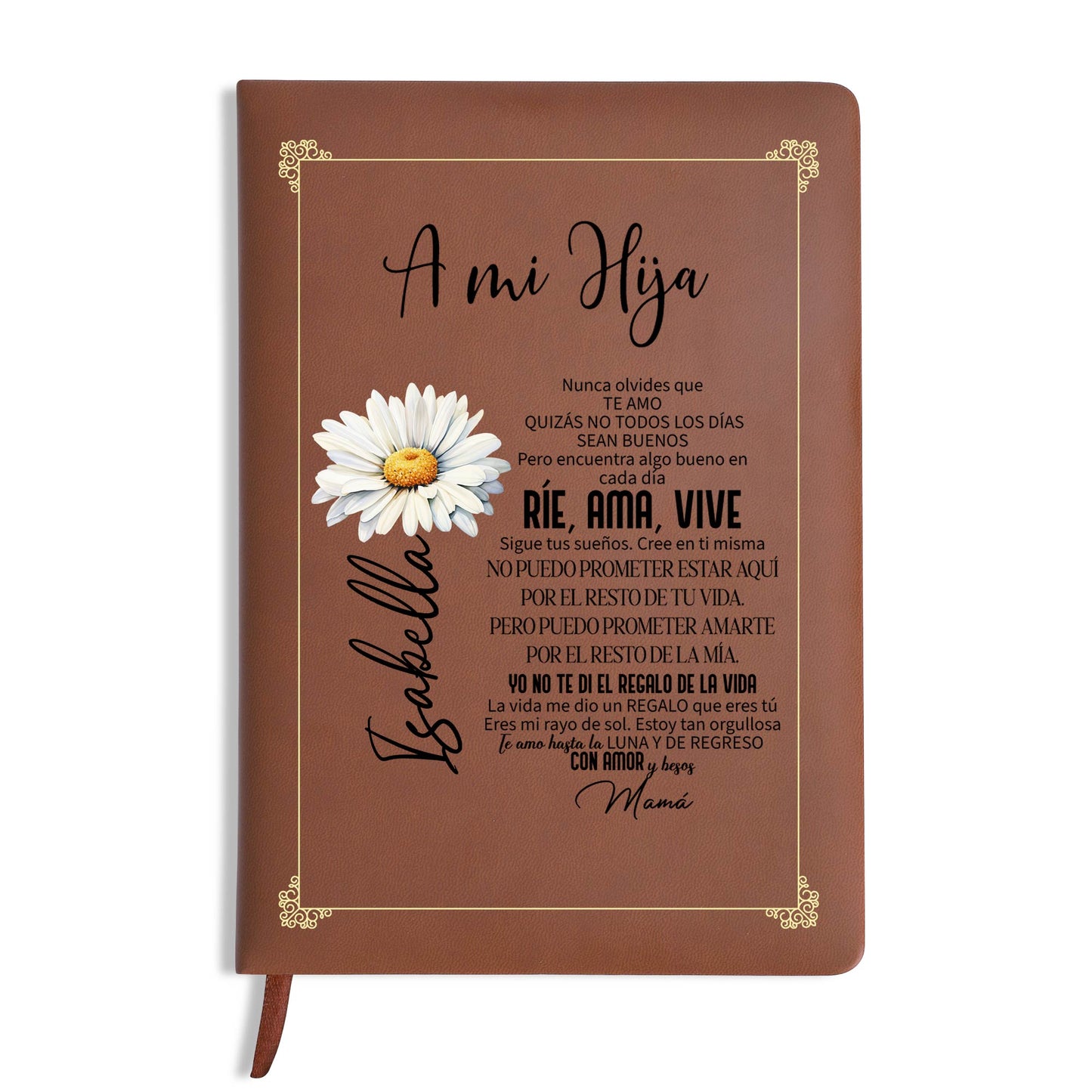 Ríe Ama Vive Inspirational Quote Leather Journal