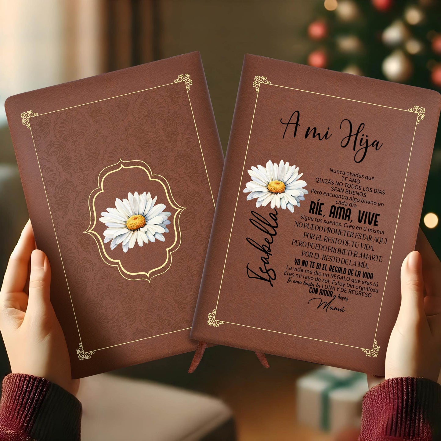 Ríe Ama Vive Inspirational Quote Leather Journal