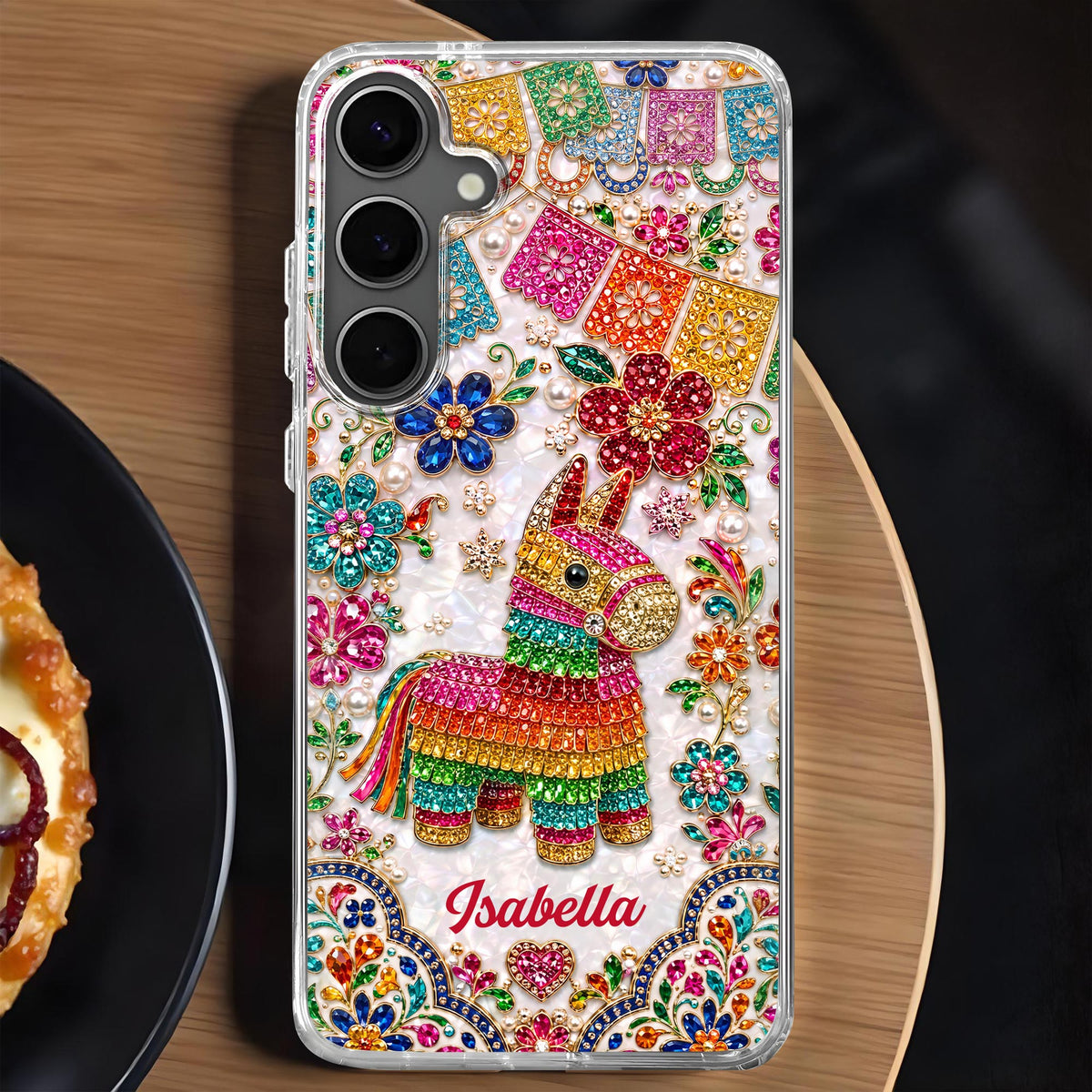 Celebrate Life With Vibrant Colors Piñata And Floral Rhinestones - Personalized Clear Phone Case - HSP064_PHC