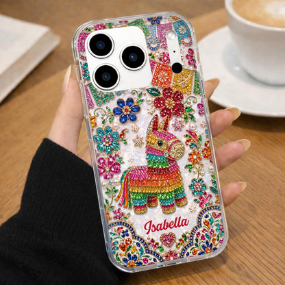 Celebrate Life With Vibrant Colors Piñata And Floral Rhinestones - Personalized Clear Phone Case - HSP064_PHC