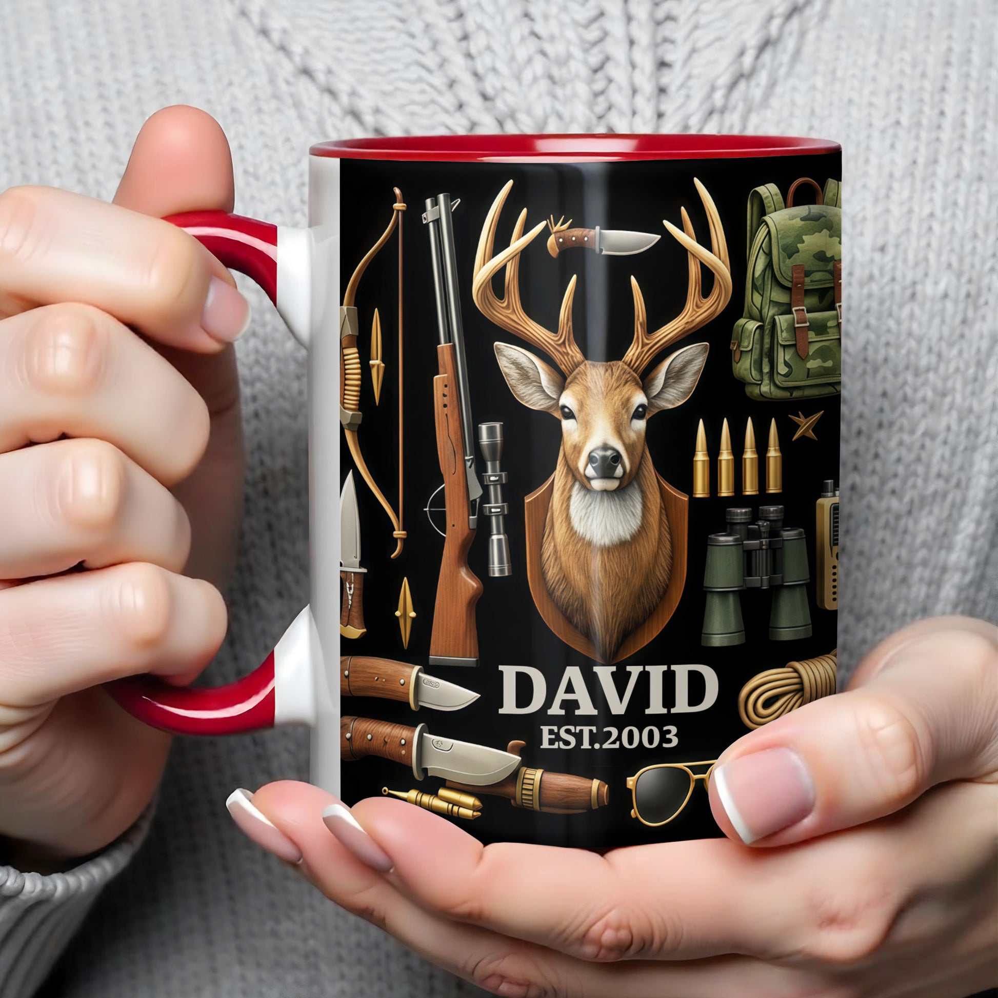 Outdoorsman's Essential Gear With Deer And Hunting Accessories