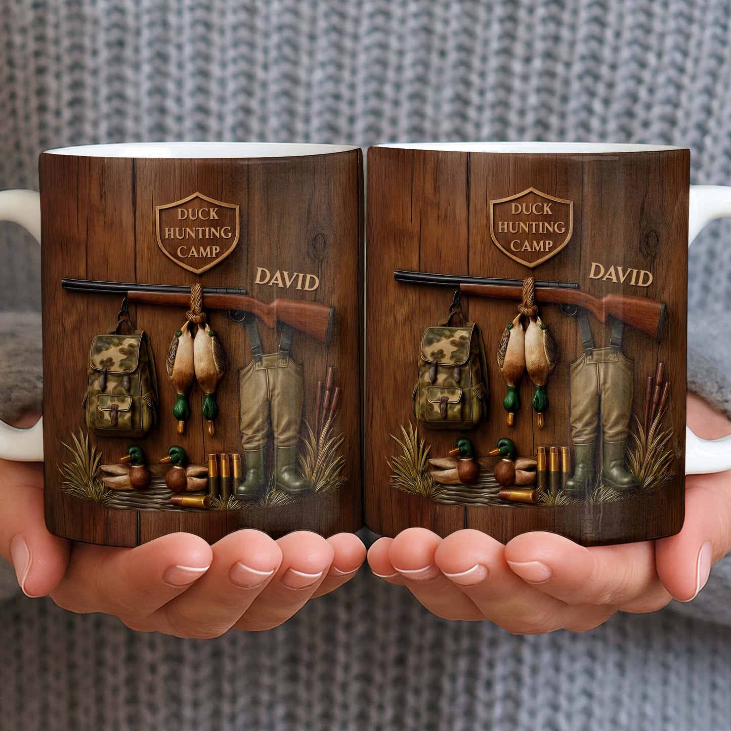 Duck Hunting Camp With Rifle and Ducks