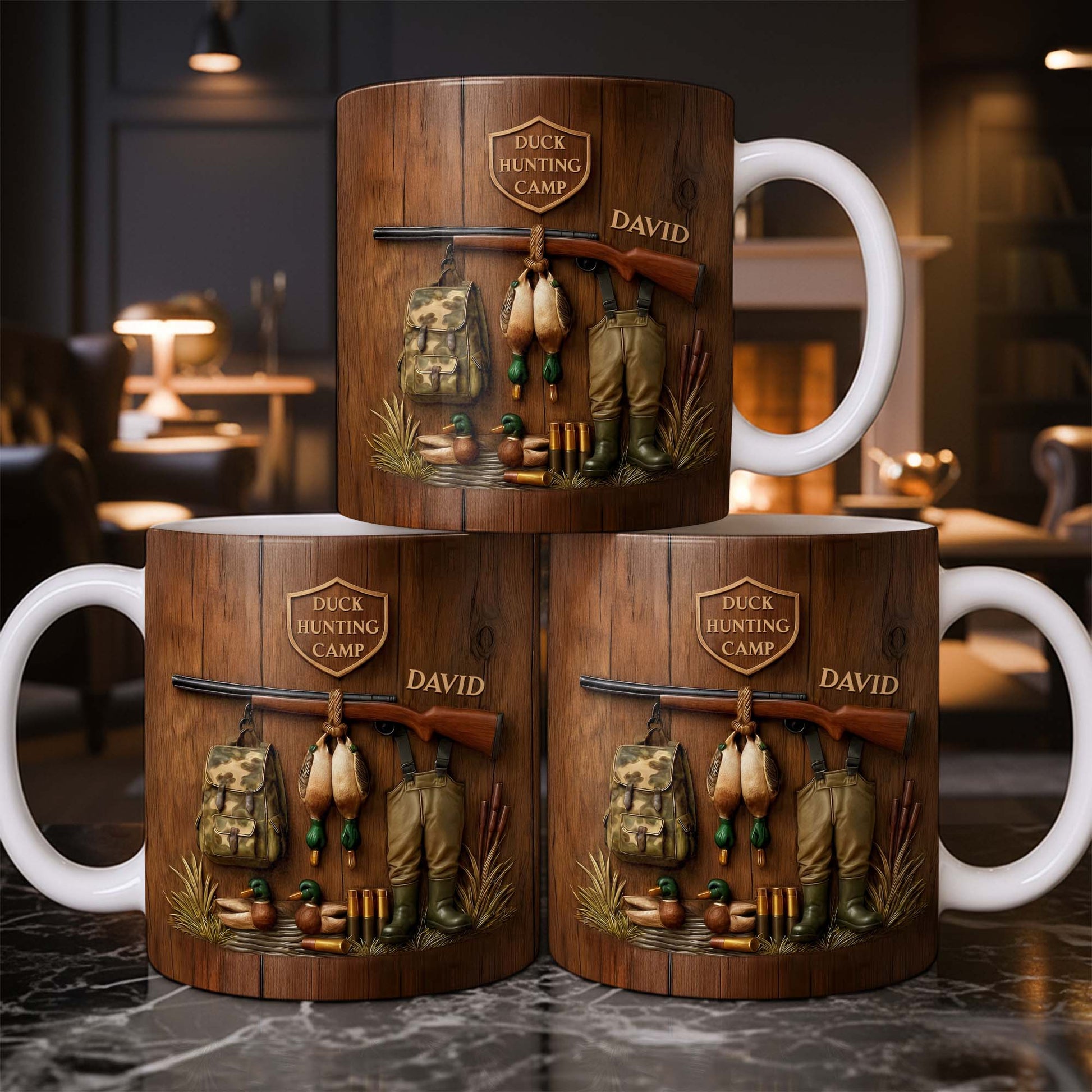 Duck Hunting Camp With Rifle and Ducks