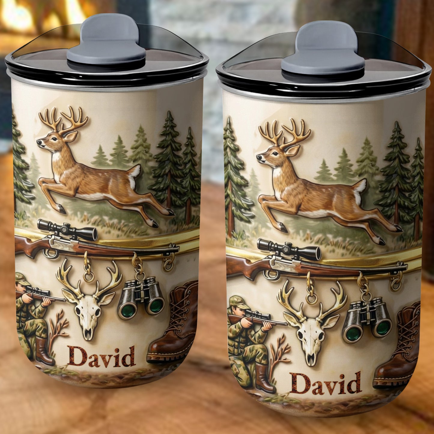 The Great Outdoors Hunter Spirit with Buck and Rifle