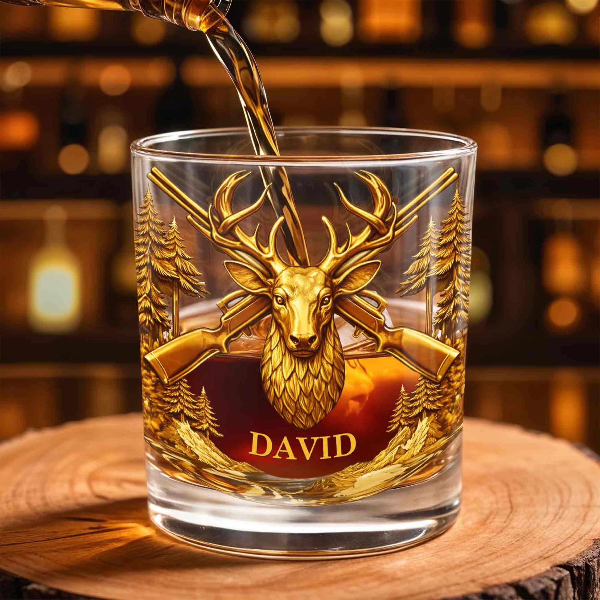 A Hunter's Spirit, Wild And Free Deer Head With Rifles And Trees