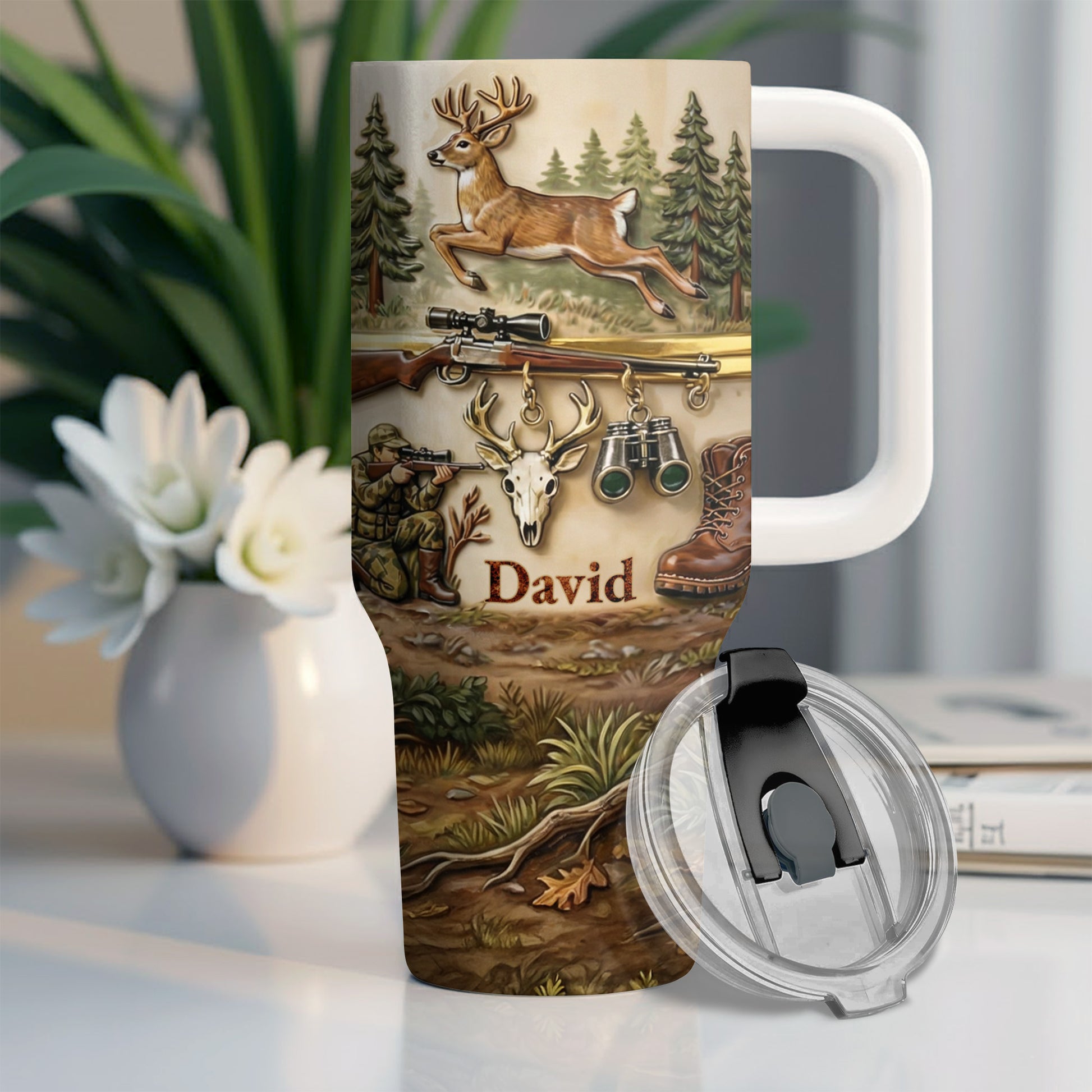 Born To Hunt Deer And Rifle Wilderness Scene