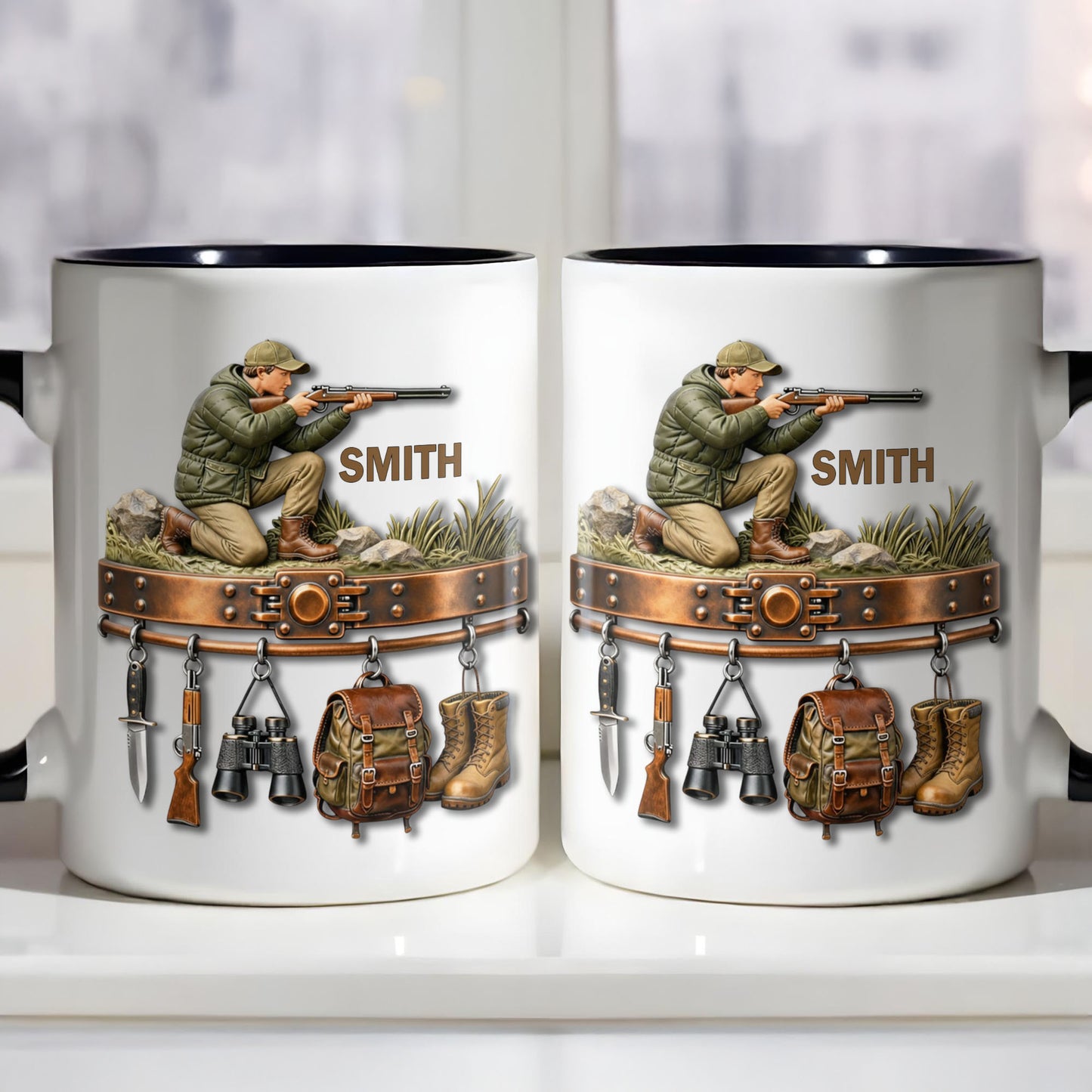 Born To Hunt With Gear Rack Rifle Binoculars And Backpack