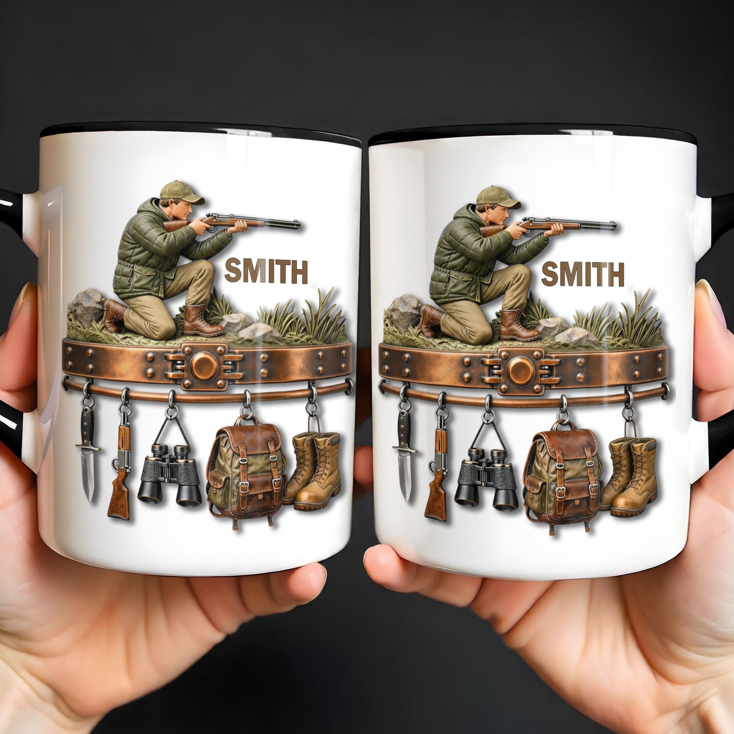 Born To Hunt With Gear Rack Rifle Binoculars And Backpack